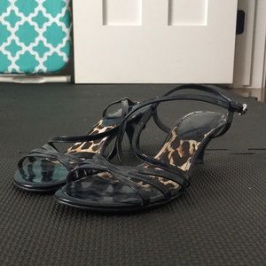 Michelle D strapped navy sandal heels Gently used